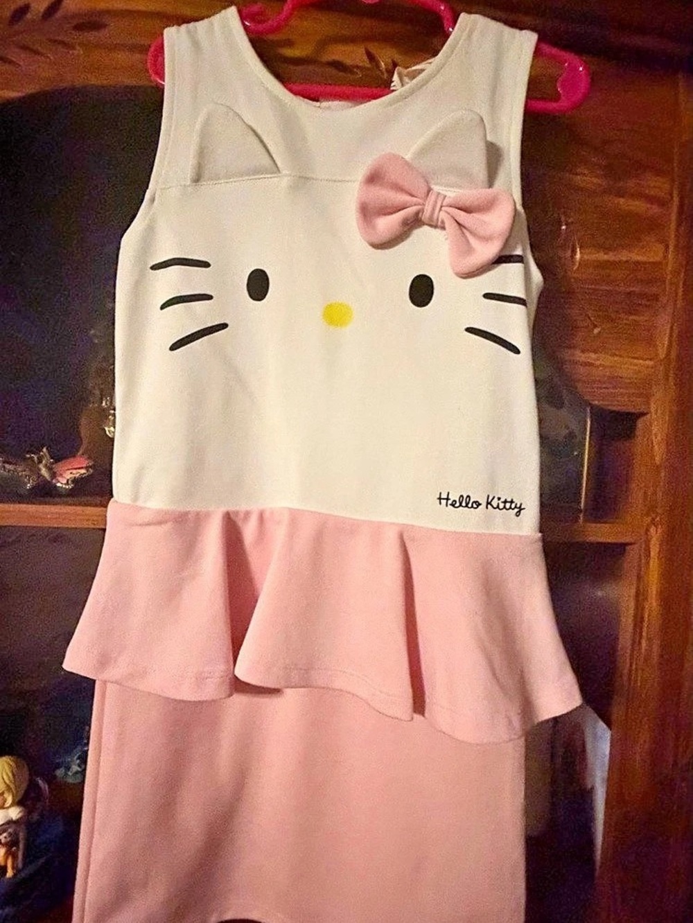 H&M Hello Kitty Peplum Dress Pink & White Girls 6-8Y